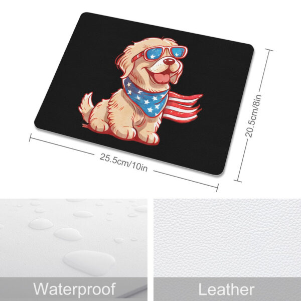 Patriotic Golden Retriever Leather Mouse Pad - Image 3