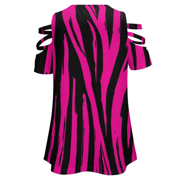 Ladies Striped BE Zip Off Shoulder Top - Image 4