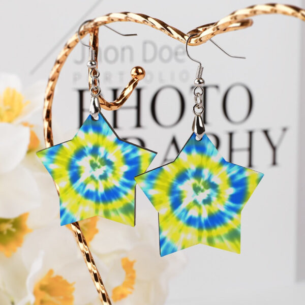 Wooden Tie Dye Swirl Earrings - Image 4