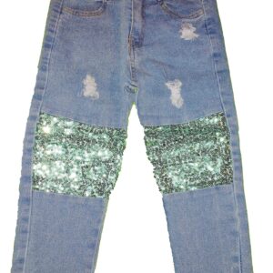 Blue Jeans With Sequin Knees