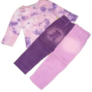 Pink Tie Dye Top & Pink Purple Spliced Jeans