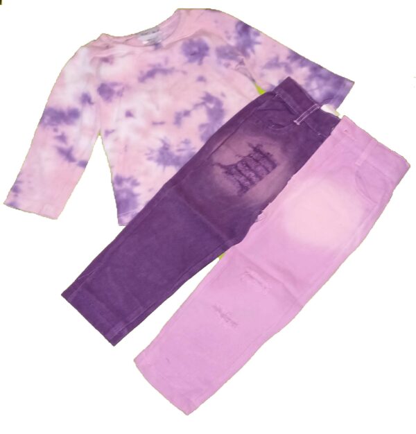 Pink Tie Dye Top & Pink Purple Spliced Jeans