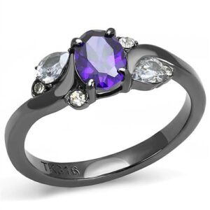 Light Black Stainless Steel Tanzanite Ring