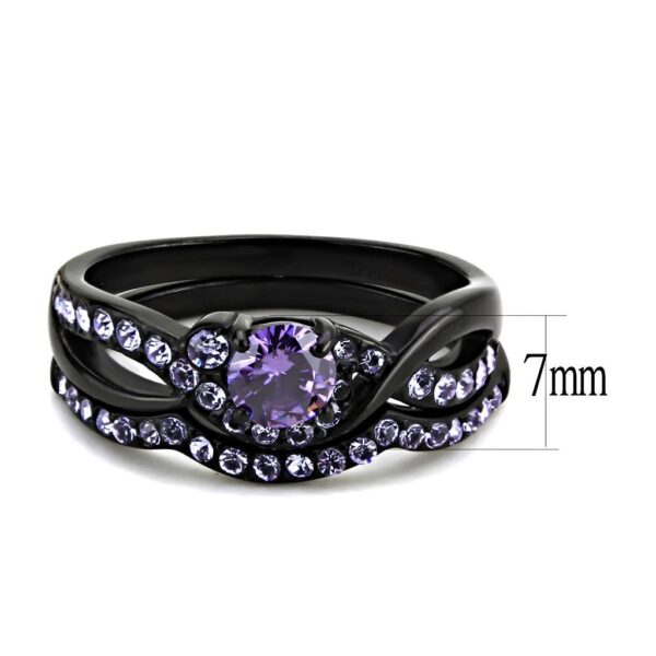 Black Stainless Steel Amethyst Ring - Image 2