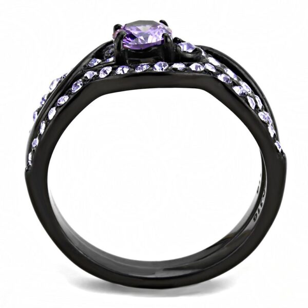 Black Stainless Steel Amethyst Ring - Image 3