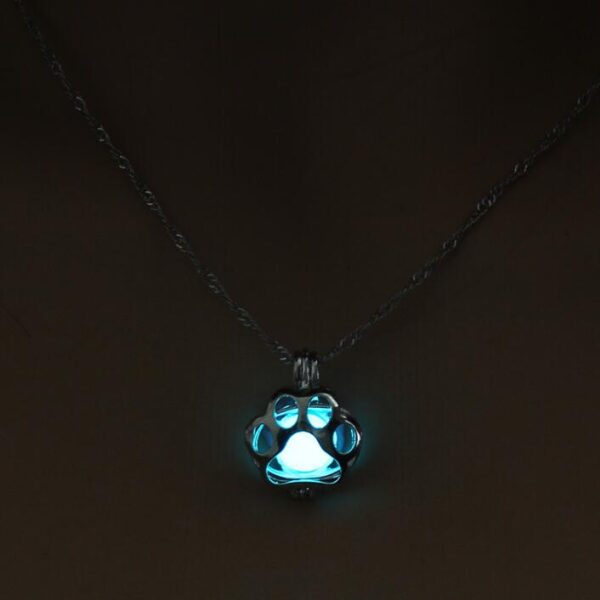 Glow In The Dark Dog Paw Print Charm Pendant Necklace - Image 4