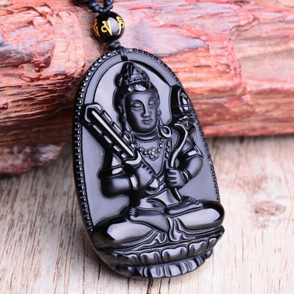 Black Obsidian Six Stars Lucky Amulet Love Natural Stone Pendant Necklace - Image 6