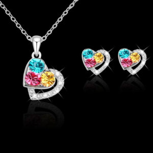 Beautiful Stone Colorful Earrings and Necklace Set