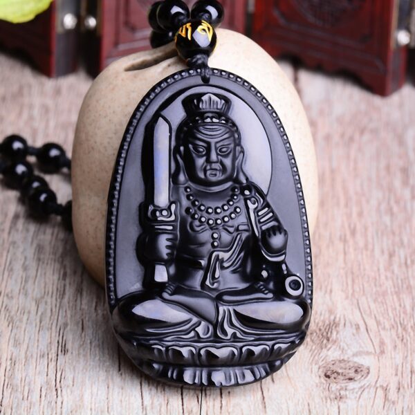 Black Obsidian Six Stars Lucky Amulet Love Natural Stone Pendant Necklace - Image 7