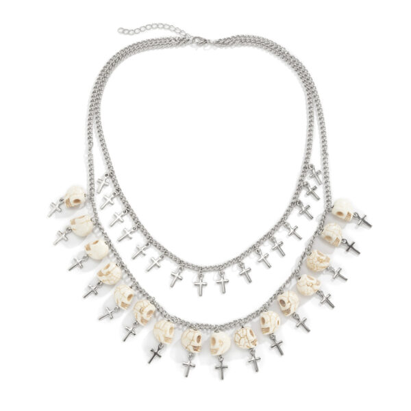 Layered Acrylic Skull Necklace - Image 5
