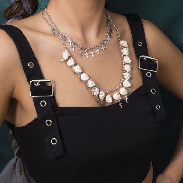 Layered Acrylic Skull Necklace - Image 3