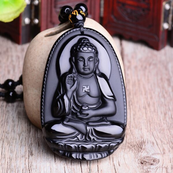 Black Obsidian Six Stars Lucky Amulet Love Natural Stone Pendant Necklace - Image 11
