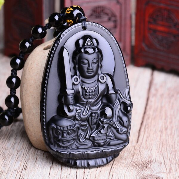 Black Obsidian Six Stars Lucky Amulet Love Natural Stone Pendant Necklace - Image 10