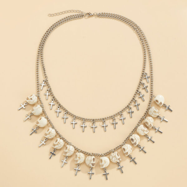 Layered Acrylic Skull Necklace - Image 4