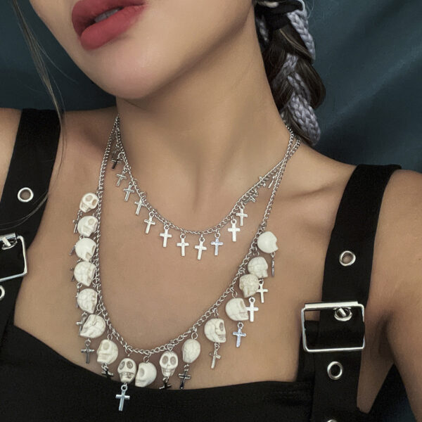 Layered Acrylic Skull Necklace