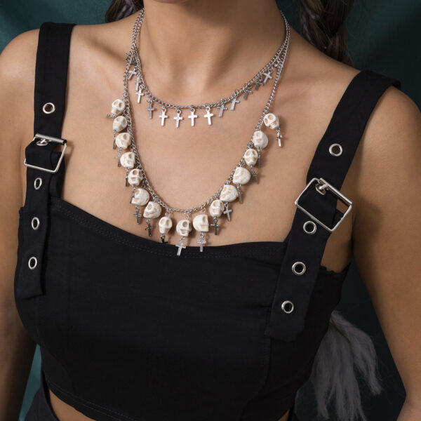 Layered Acrylic Skull Necklace - Image 2