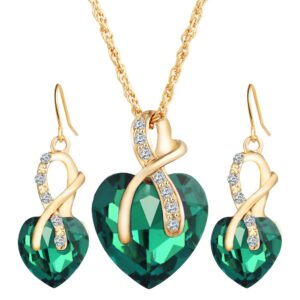 Heart-Shaped Artificial Austrian Crystal Jewelry Set