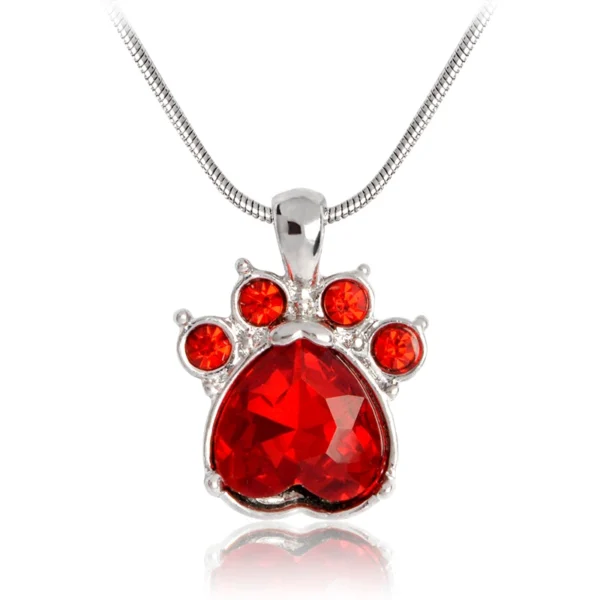 Rhinestone Paw Charm Birthstone Necklace - Image 6