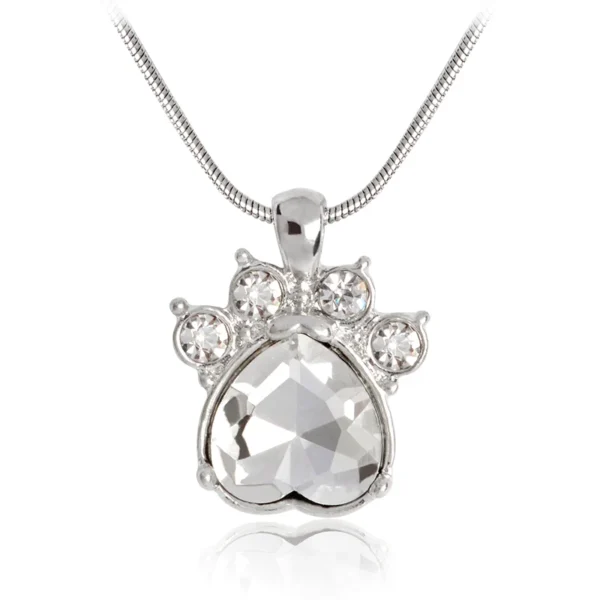 Rhinestone Paw Charm Birthstone Necklace - Image 9