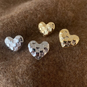 Checkerboard Gold Heart Earrings