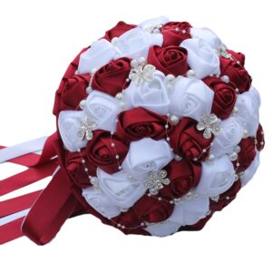 Burgundy Artificial Flower Bridesmaid Wedding Bouquet