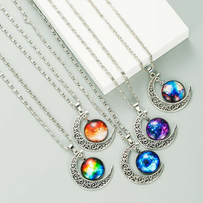 Fashion Moon Galaxy Star Gem Necklace